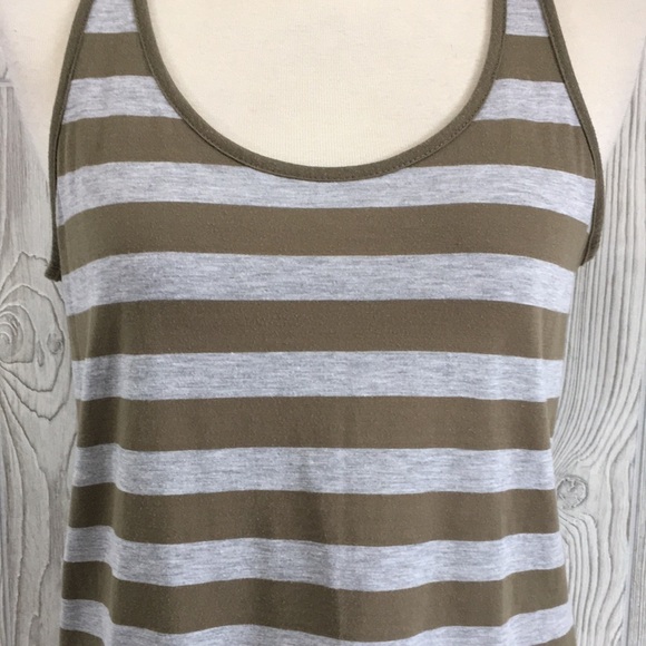 Cotton On Striped Tank Top Large Brown & Gray - Picture 3 of 8